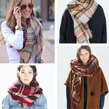 2015 New Style Tartan Plaid Scarf Women Winter Warm Brand Cashmere Scarf Wrap pashmina Shawl Scarves Christmas Day Gift WJ014