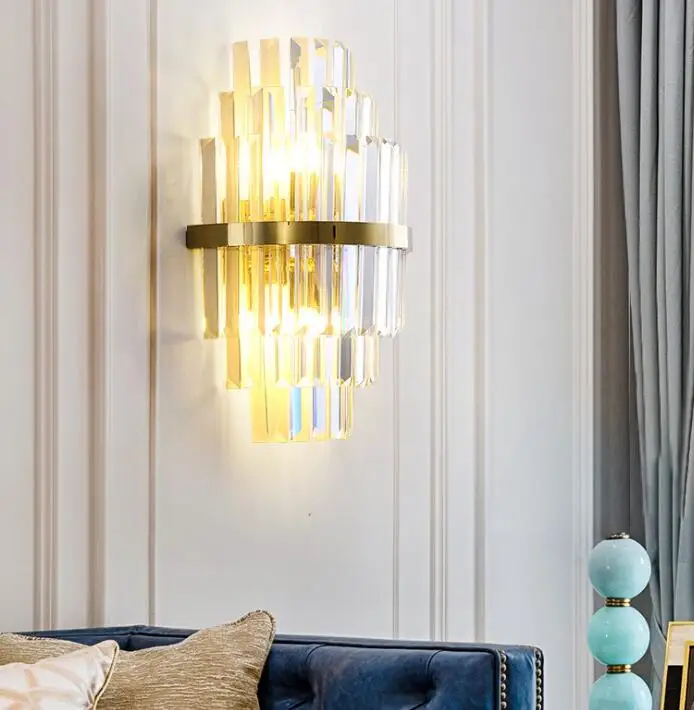 

Postmodern crystal wall lamp simple creative light luxury living room wall lamp Nordic aisle corridor bedroom bedside wall lamp