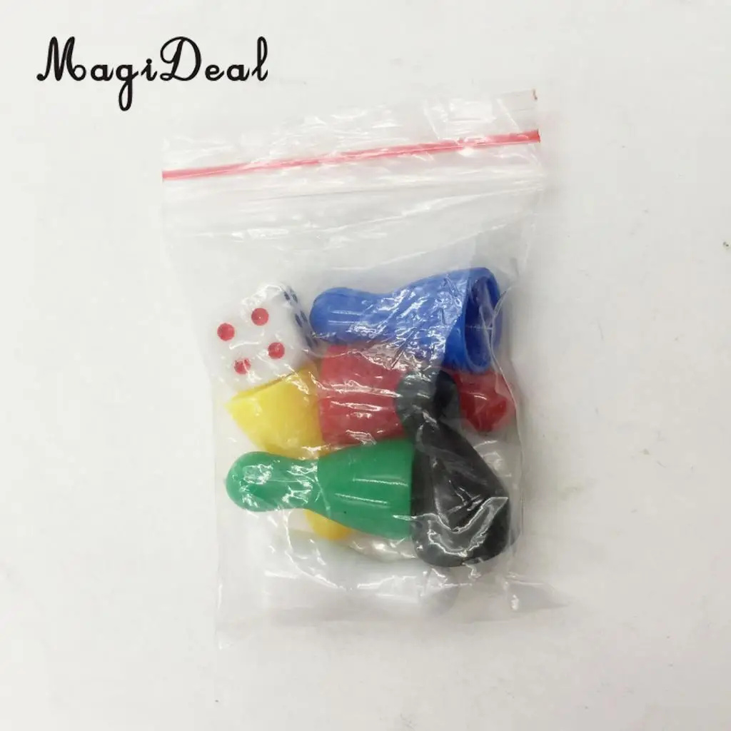6Pcs Durable Plastic Colorful Pieces Pawn Chess Plastic Pieces Dice Set for Board Card Games for Kids Birthday Gift Accessories