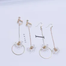 

Long clip on earrings flower earing earings fashion jewelry non pierced earrings for woman lady gift