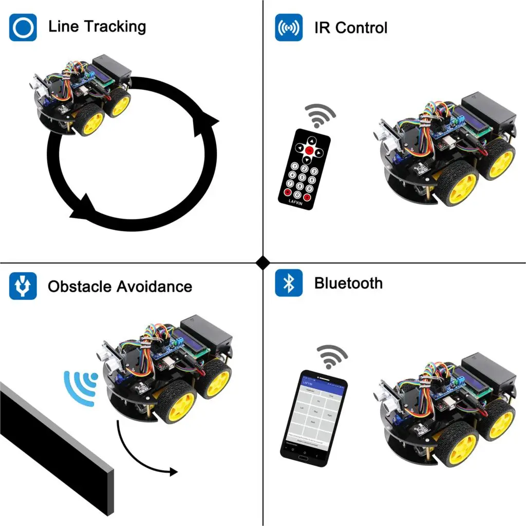 Многофункциональный Умный робот LAFVIN для Arduino UNO с ультразвуковым датчиком Bluetooth