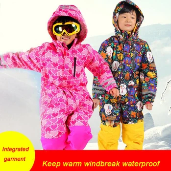 

Winter outdoor skiing children warm thickening waterproof breathable one-piece suit boys and girls ski suit