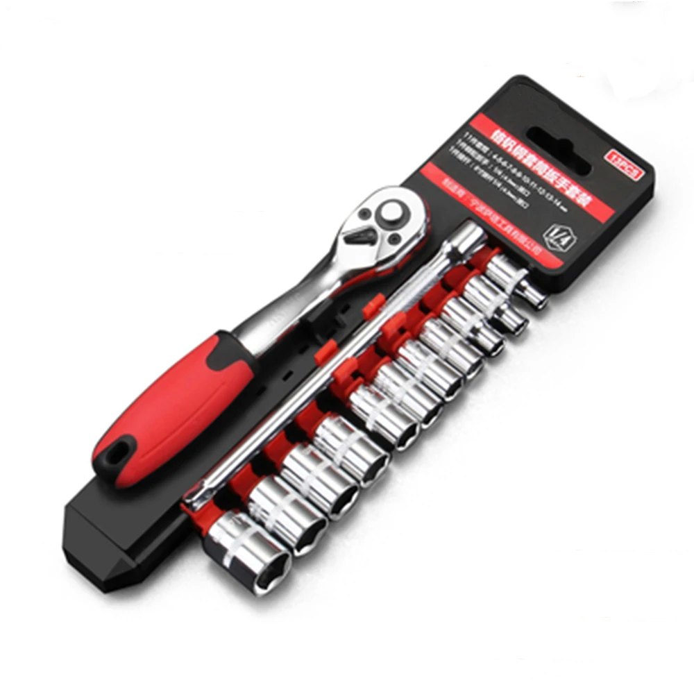

12PCS Wrench Combination Tool Chrome Steel Vanadium Ratchet Set Wrench Cycle Socket Wrench Kit