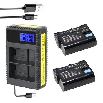 

2Pcs/lot EN-EL15 EN EL15 EL15A Batteries + LCD Dual USB Charger for Nikon D600 D610 D600E D800 D800E D810 D7000 D7100 d750 V1