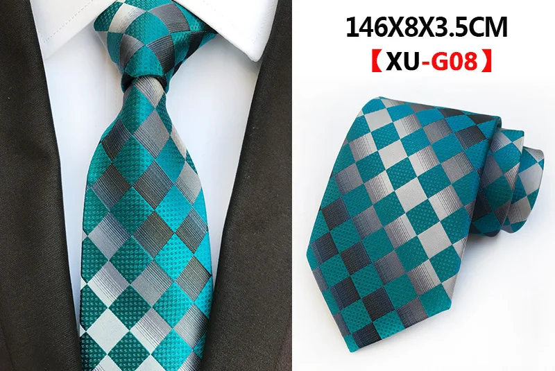 Мужской модный галстук 8 см, Шелковый Классический галстук, желтый, синий, в клетку, в полоску, с цветами, галстуки, бизнес стиль, Свадебные Мужские галстуки, подарочные аксессуары - Цвет: G-08