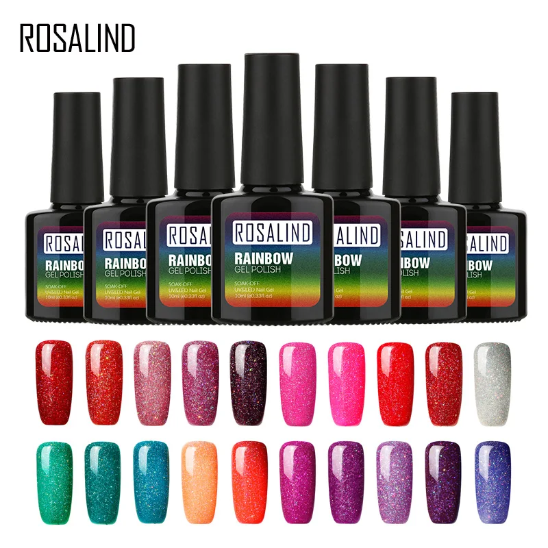 Best Price of  ROSALIND Gel 1s 10ML Gel Nail Polish Rainbow Shimmer R01-29 UV LED Nail Art Varnish Vernis Semi Per