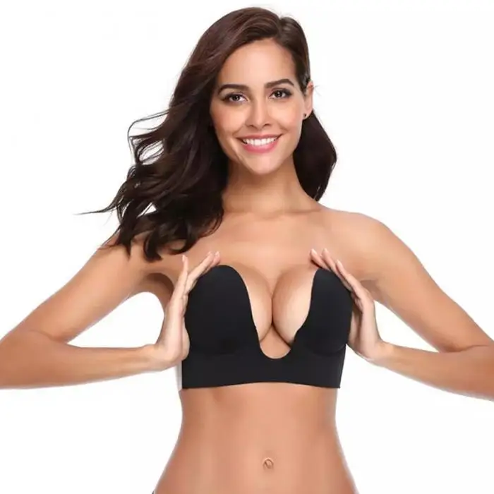 Invisible Push Up Bra Strapless Backless Bras Dress Wedding Party Sticky Self-adhesive Silicone Brassiere Breathable Deep U Bra