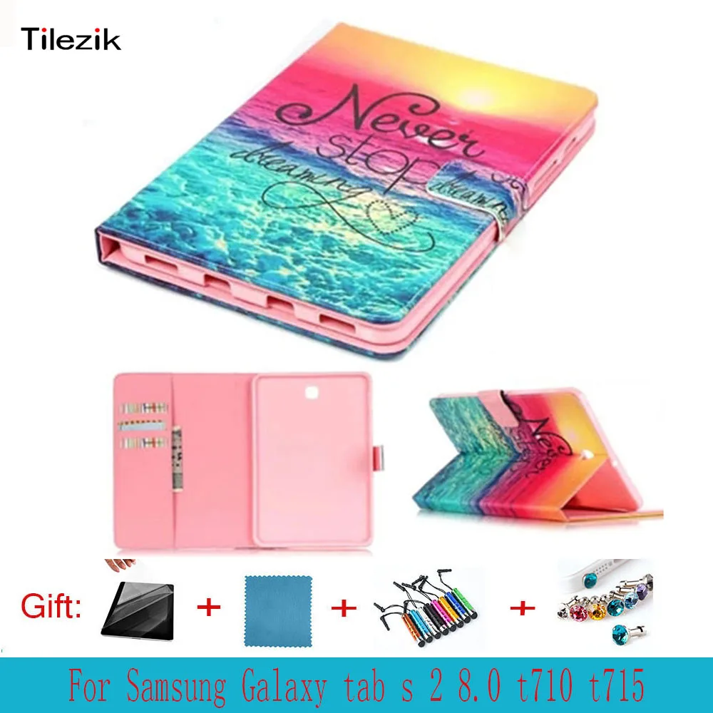 Для Samsung Galaxy Tab S2 8.0 T710 t719 Цветной рисунок кожаный чехол для sm-t715 8 дюймов Планшеты