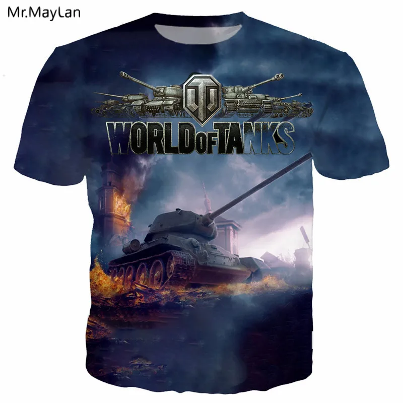 Игра World of Tanks крутая 3D Футболка с принтом Мужская/wo Мужская Военная уличная Футболка Мужская Панк футболка с круглым вырезом одежда больших размеров 5XL