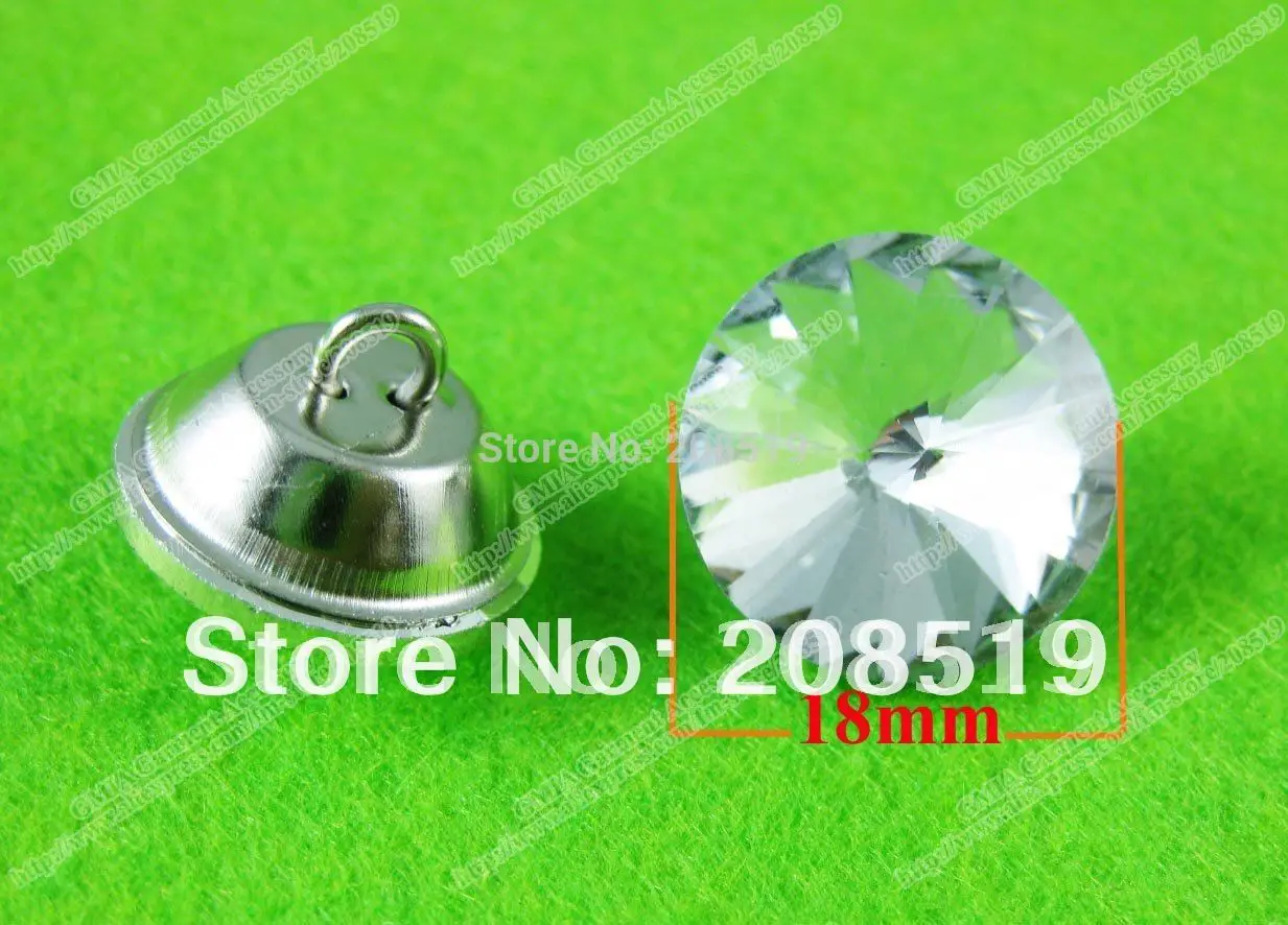 

RB001 18mm transparent shining glass buttons 200pcs fashion buttons round shape