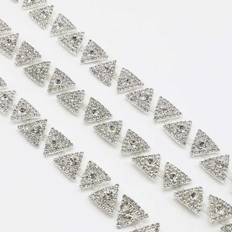 1 ярд Tri-angle форма цепочка из кристаллов отделка прозрачный горный хрусталь Алмазная отделка для ювелирных изделий ручной работы DIY сумки одежда воротники украшения