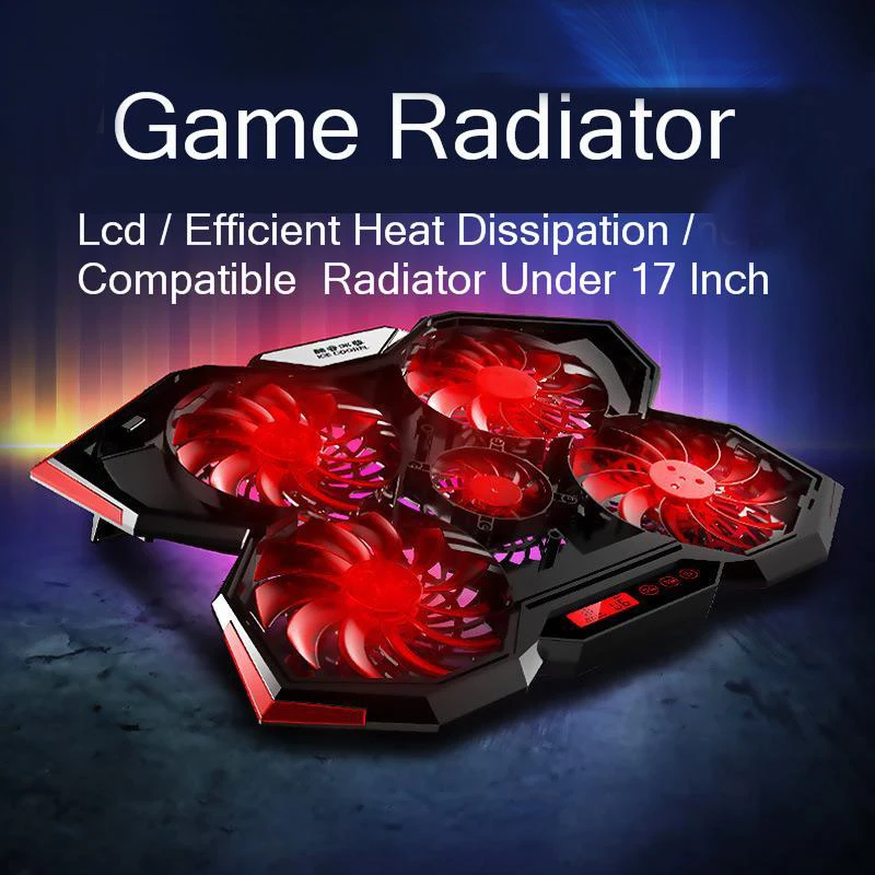 SeenDa Cooling Pad with Silence 5 Fans Gaming Laptop Cooler USB 2.0 Adjustable Notebook Holder for Macbook air/pro