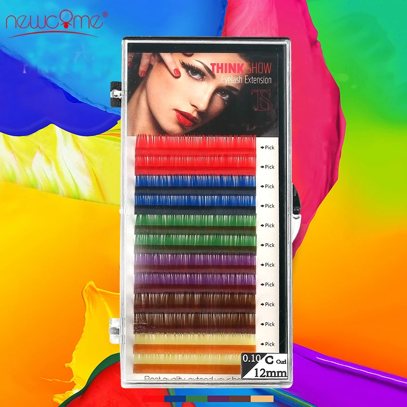 

Thinkshow 3D Colorful Individual Volume Korea Silk Eyelash Extension Handmade Natural Long False Eyelash