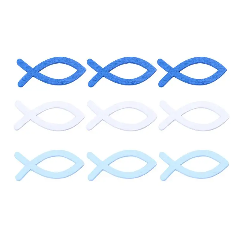 

60pcs Fish Shaped Wooden Pieces DIY Handmade Crafts Mixed Color Hanging Pendant For Christmas Tree Party Home Decoration A3