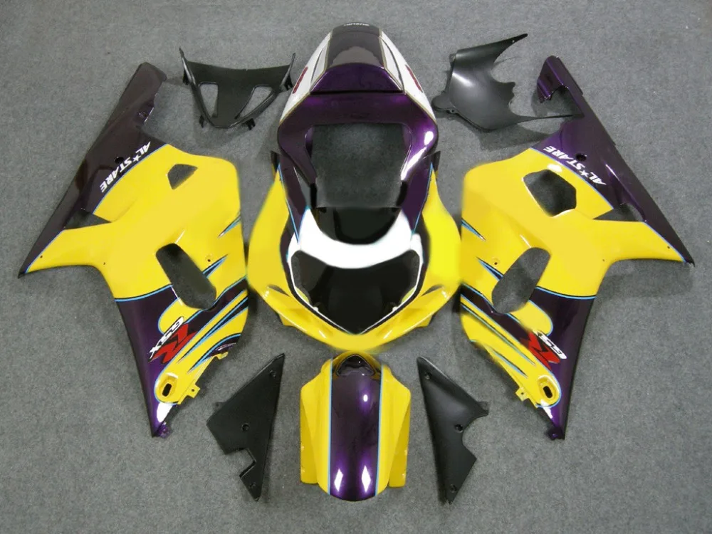 

Motorcycle Fairing kit for SUZUKI GSXR600 750 01 02 03 GSXR 600 GSXR750 K1 2003 2001 2002 Yellow purple Fairings set+7gifts PM56