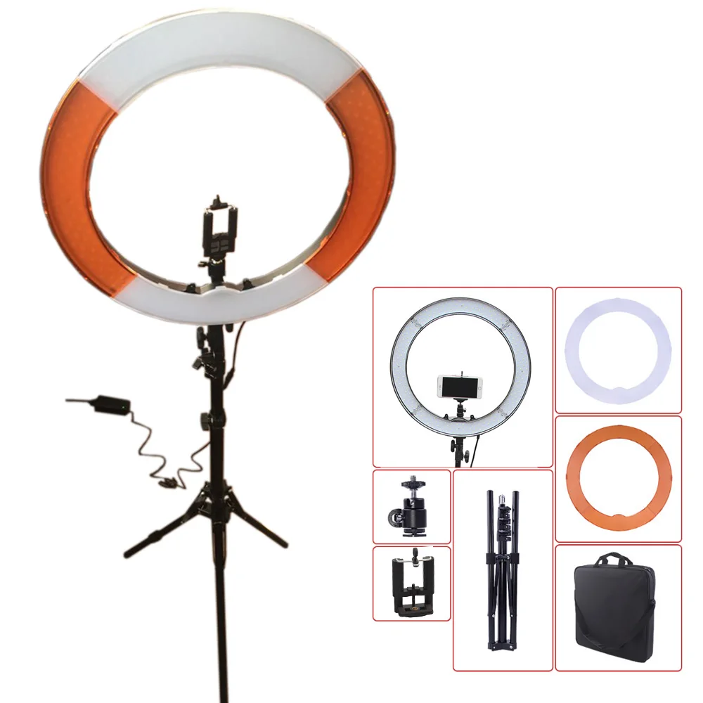 

Cadiso RL-18 55W 5500K 240 LED Photographic Lighting Dimmable Camera Photo/Studio/Phone Photography Ring Light Lamp&Tripod Stand