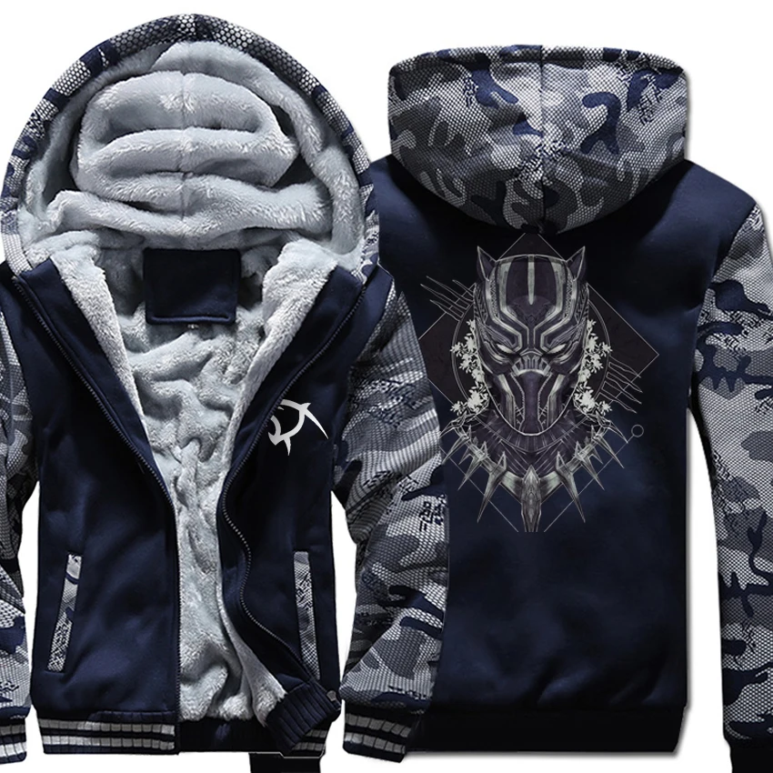 

Men's Hoodies Autumn Winter Camouflage Jackets Male 2018 Hot Sale Zipper Coat Black Panther Harajuku Sweatshirts For Men Hoodie