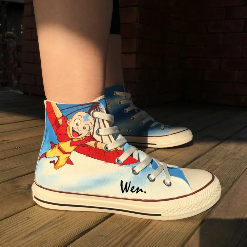 Wen Anime Hand Painted Shoes Design Custom Avatar The Last Airbender High  Top Man Woman's Canvas Sneakers Boys Girls Gifts - Skateboarding Shoes -  AliExpress