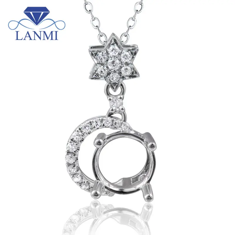 Fine Jewelry 7x7mm Round Mountings Settings Pendants With Natural