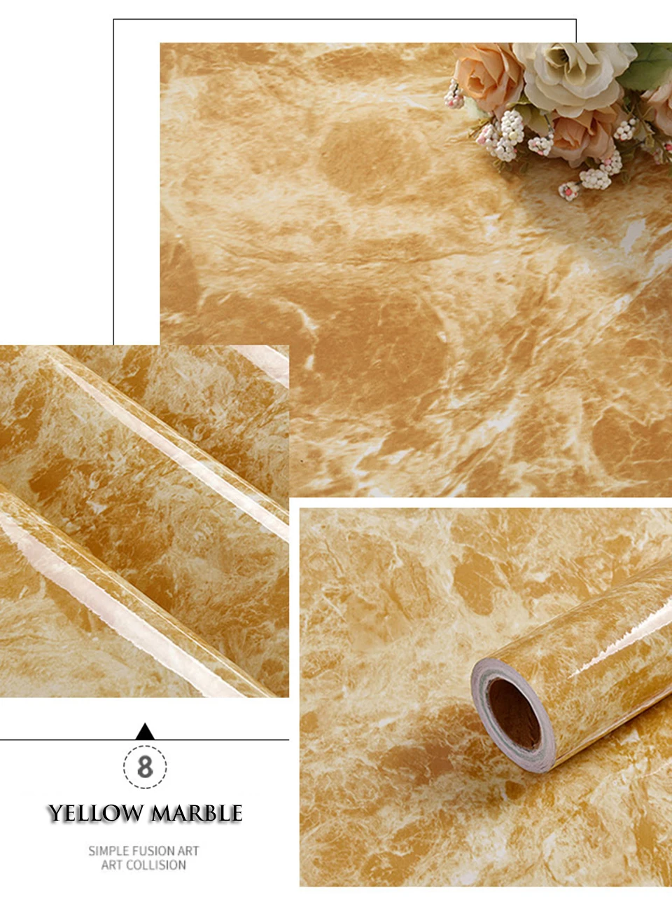 Marble Waterproof Dining Table Wall Stickers Vinyl Self Adhesive Wallpaper Decorative Film Cabinets Countertop Contact Paper DIY