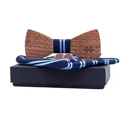 2019 новая деревянная бабочка платок Запонки Наборы для мужской свадьбы бизнес деревянная Бабочка полиэстер карман Sqaure запонки