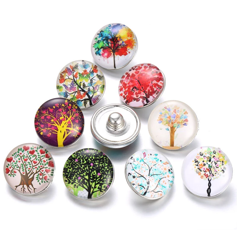 10 шт./лот новые ювелирные изделия с застежкой красочное Дерево жизни 18 мм