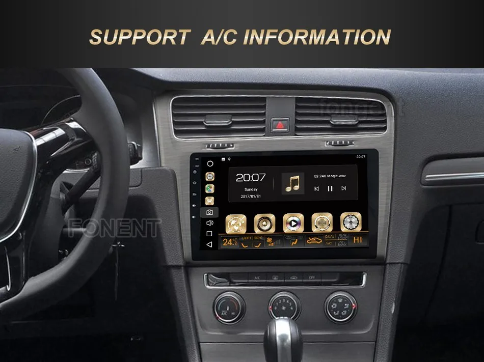 Best Fongent 10.2" Android 8.0 Car GPS Radio Player for VW Golf 7 2013 2014 2015 2016 2017 2018 Octa Core 4GB+32GB Stereo Multimedia 4