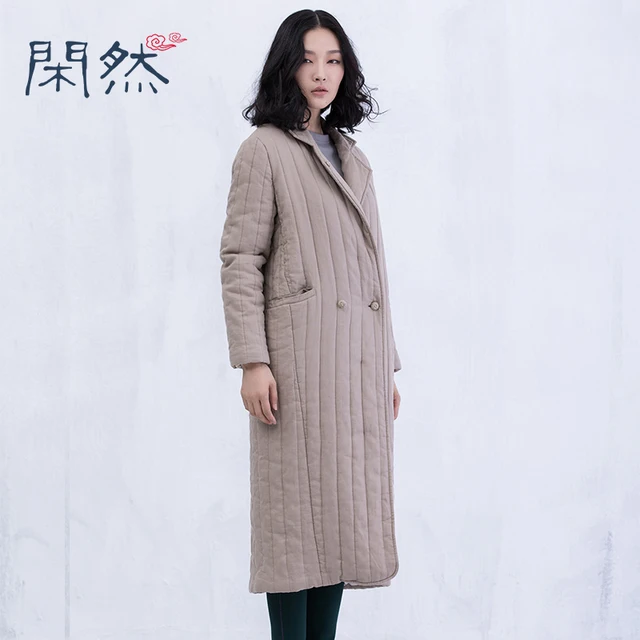 Cheap XianRan Women Coat Long Jacket Cotton-padded Clothing Back Split Linen Casual Winter Coat Plus Size Free Shipping