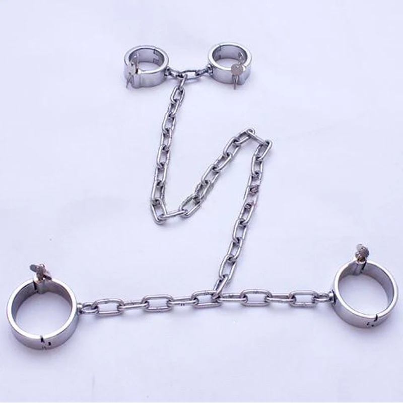 304 stainless steel hand cuffs chain leg irons bdsm sex bondage adult games slave restraints handcuffs ankle cuffs fetish toys 304 stainless steel hand cuffs chain leg irons bdsm sex bondage adult games slave restraints handcuffs ankle cuffs fetish toys
