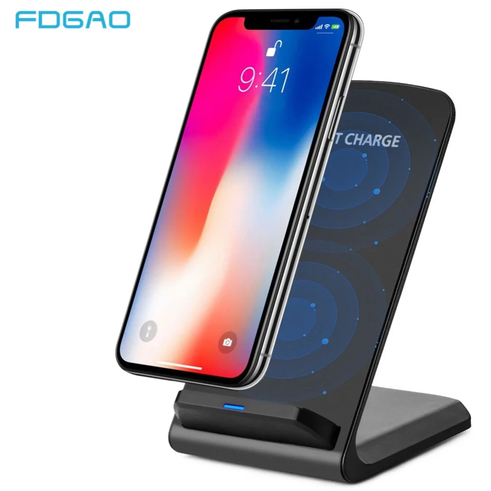 

FDGAO 10W Qi Wireless Charger For iPhone X XS Max 8 Plus XR USB Quick Fast Wireless Charging Stand for Samsung S8 S9 S7 Note 9 8