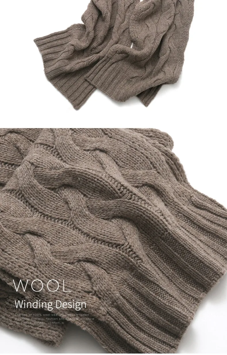 Чистый шерстяной шарф для женщин роскошный зимний плотный вязаный шарф шали для женщин теплый однотонный шарф шерстяная накидка для фуляра