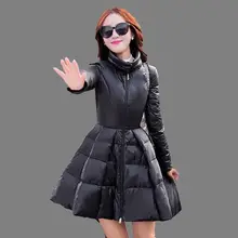 Europe 2016 Winter Latest Fashion Women Coat Elegant Pure color Slim Big yards Warm Medium long White Duck Down Jacket G0283