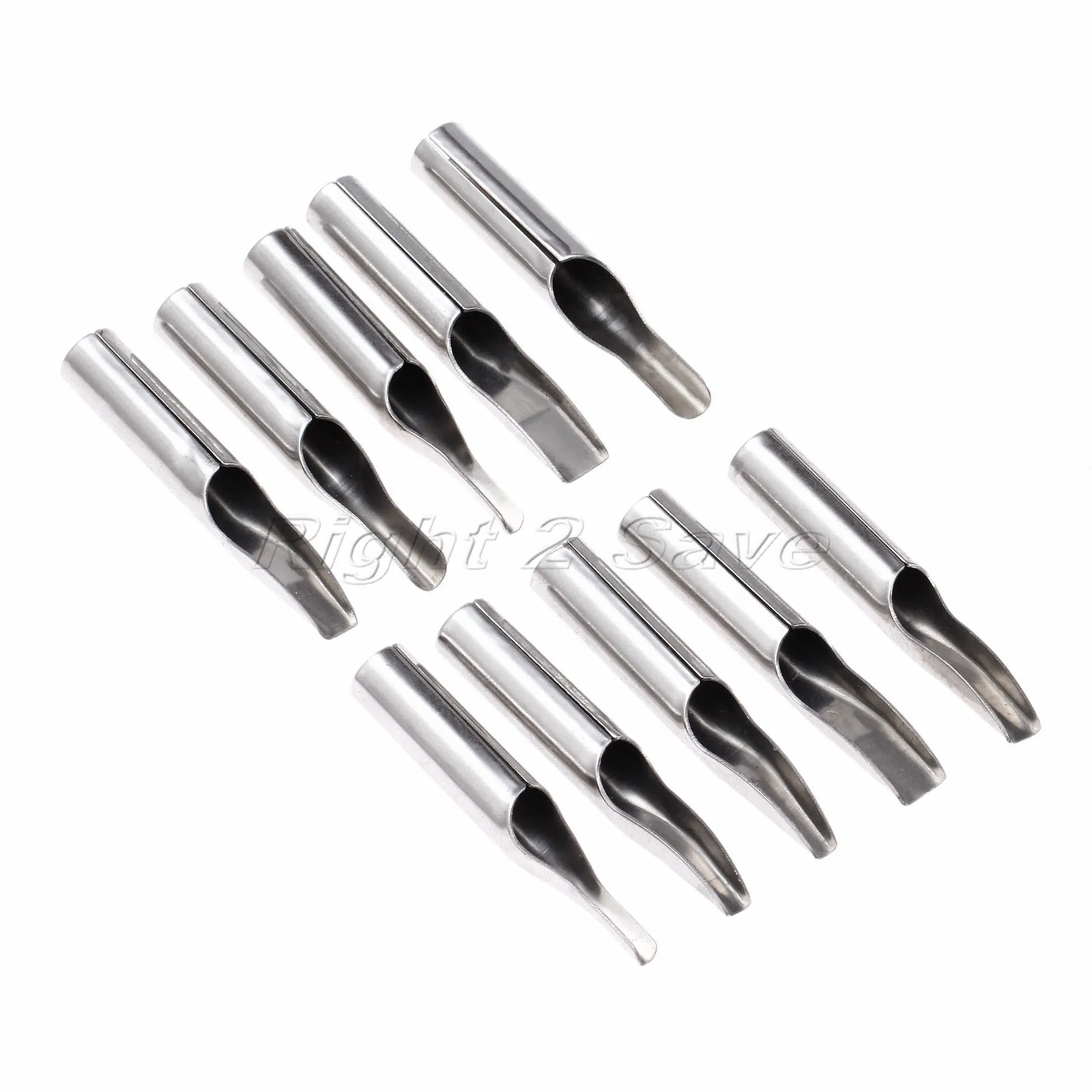 10pcs/set Tattoo Tips Stainless Steel Caps Nozzle tube Round Flat mouth sterilized 3/5R 7/9R 11/14R 16/18R 5F 7F 9F 11F 13F 15F disposable tattoo tips