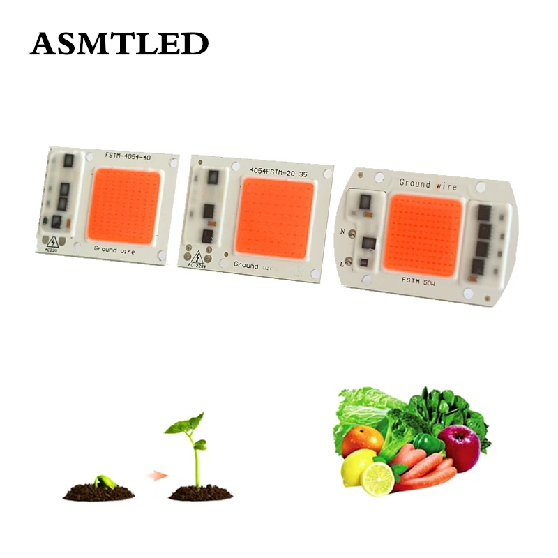 

1Pcs AC 220V COB LED Grow Chip Phyto Lamp Full Spectrum 20W 30W 50W LED Diode Grow Lights For Seedlings Indoor DIY Hydroponics