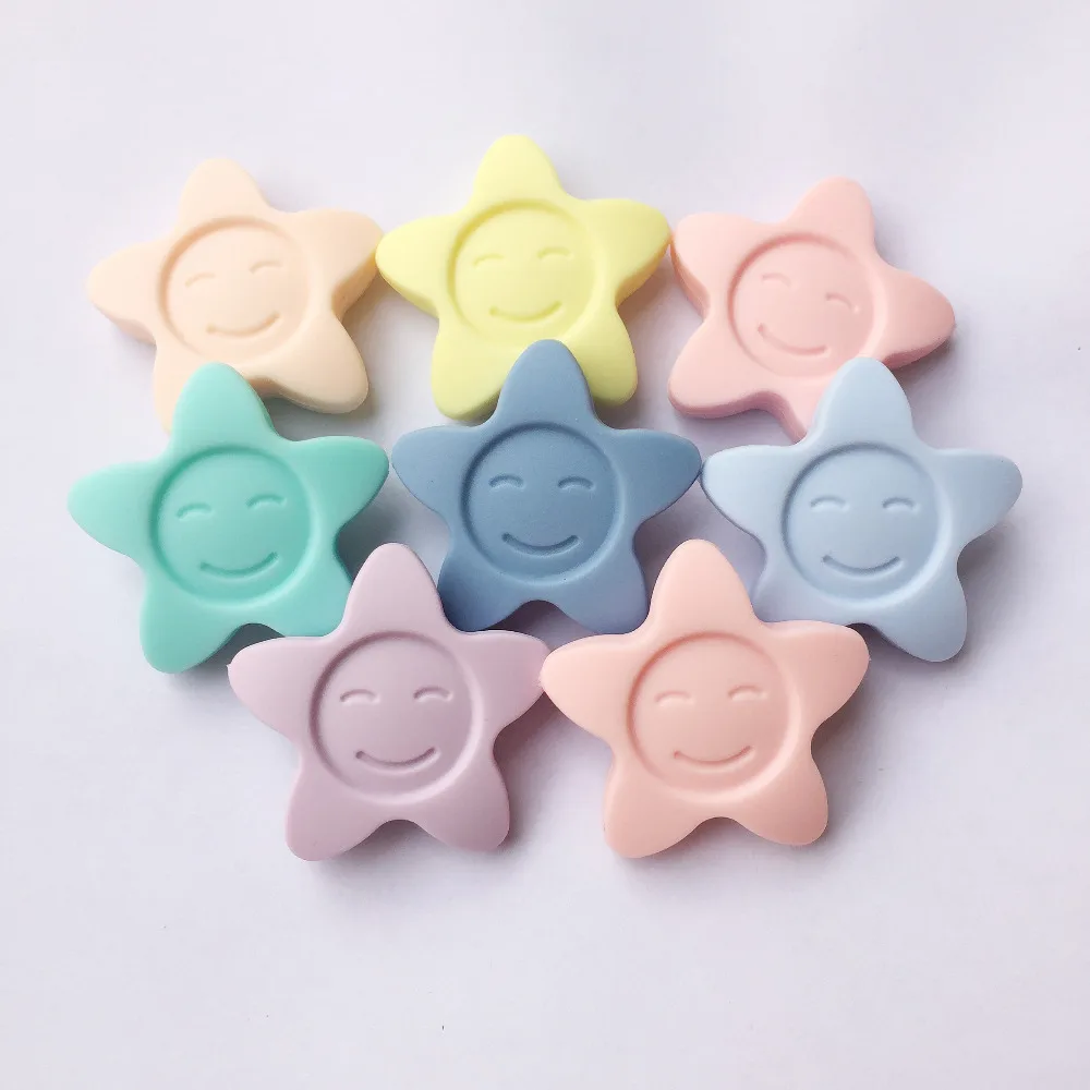 

Food grade Candy Colors Silicone Teething stars bead for DIY Necklaces baby silicone sunflower star Beads Candy colors
