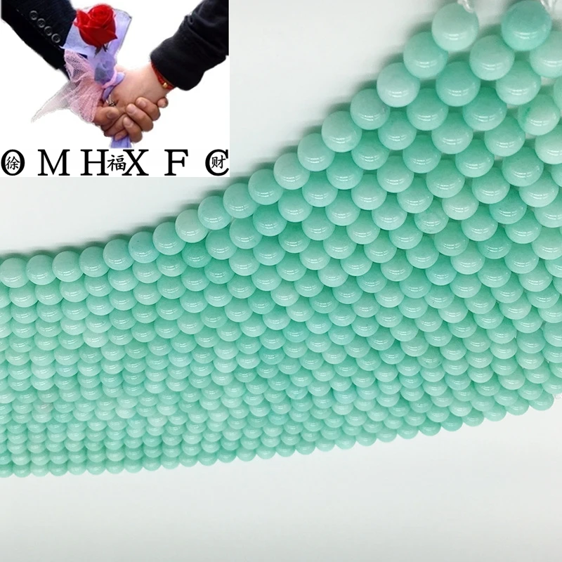 

OMH Wholesale 4/6/8/10/12 mm Amazonite Blue Quartz Crystal Stone Round Beads Loose Spacer Bead Jewelry Making DIY Bracelet AC102