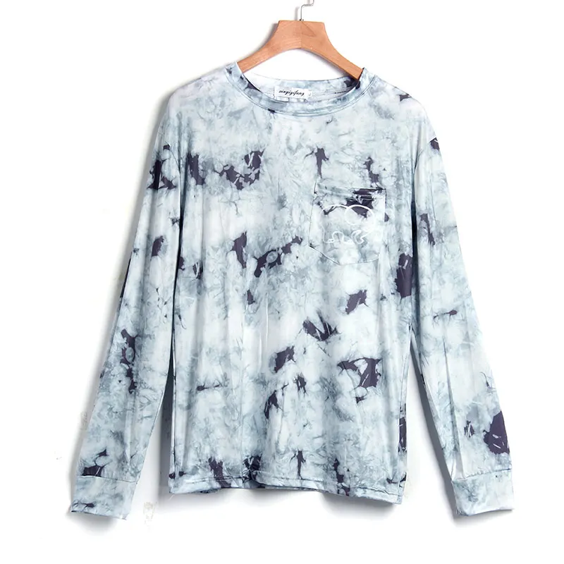 Cena Wiosna lato kobiety T koszula z długim rękawem krawat barwnik nadruk słonia najlepsi przyjaciele koszulka Streetwear panie Blusa topy koszulkę Femme