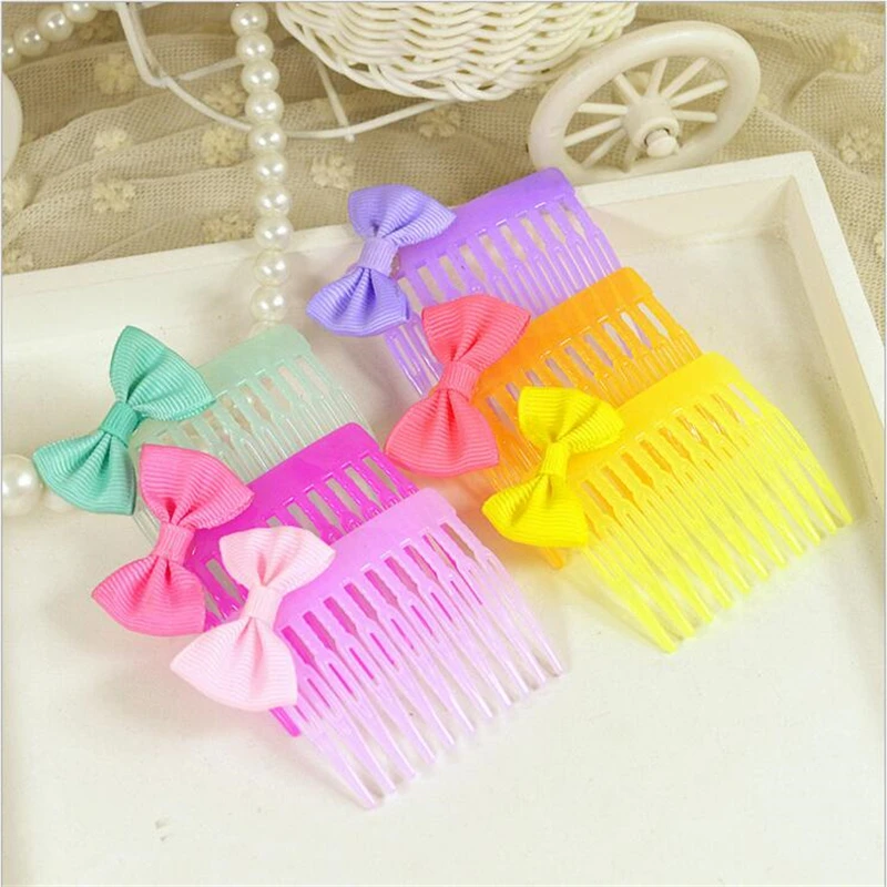 Fashion Row Hairpin Bow Hair Comb Girl Jewelry Brush Clip Resin