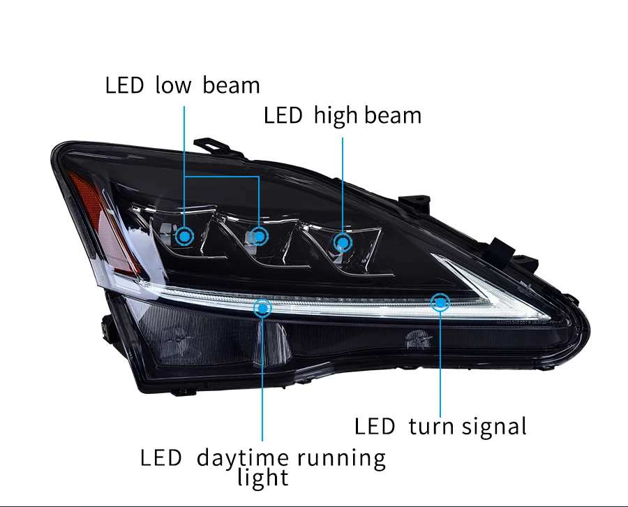 Головной светильник в сборе для Lexus IS250 IS300 2006-2012 полный светодиодный светильник soucer включает последовательные поворотники