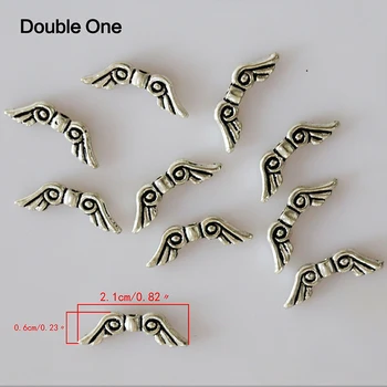 

100PCs Vintage Antique Angel Wings Beads DIY Bracelets For Women Charms Spacer Beads For Jewelry Making,6 shape choose