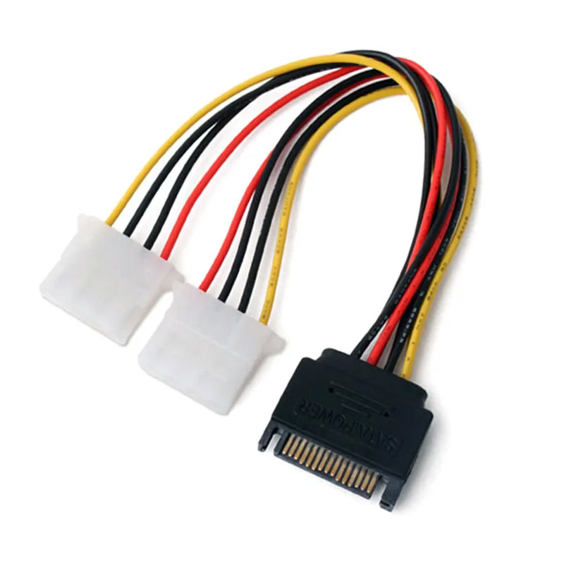 15 Pin SATA Male to 2 Female 4 Molex IDE HDD силовой кабель жесткого диска|Компьютерные кабели и