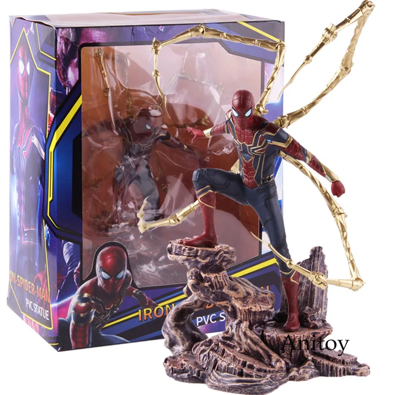 with retail box Marvel Мстители Бесконечность войны Железный Человек-паук статуя ПВХ человек паук Человек-паук фигурка Коллекционная модель игрушки - Цвет: with retail box
