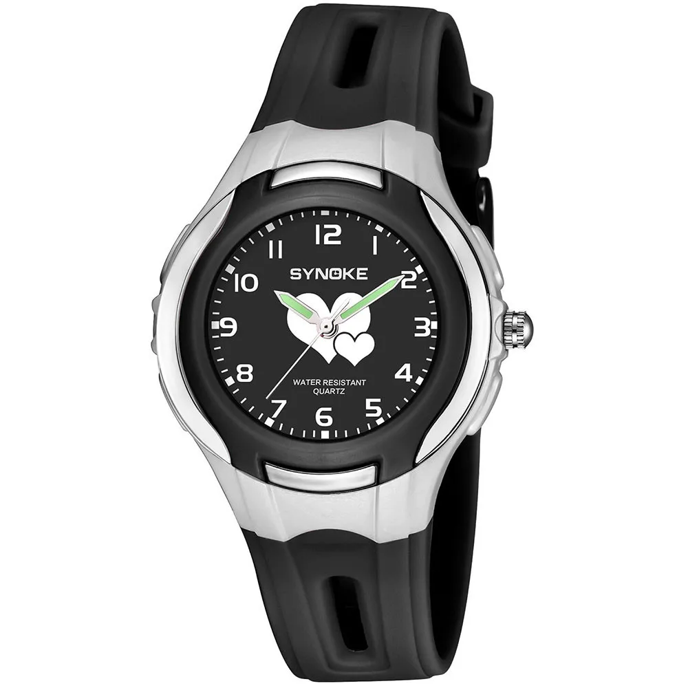New SYNOKE Multi-Function 50M Waterproof Heart Pattern Watch LED Digital Double Action Watch Digital Watch For kids Y09K4