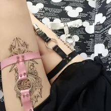 Женская мода в два ряда уплотнительное кольцо заклепки панк пояс с резинками новые сексуальные подвязки мягкая кожа