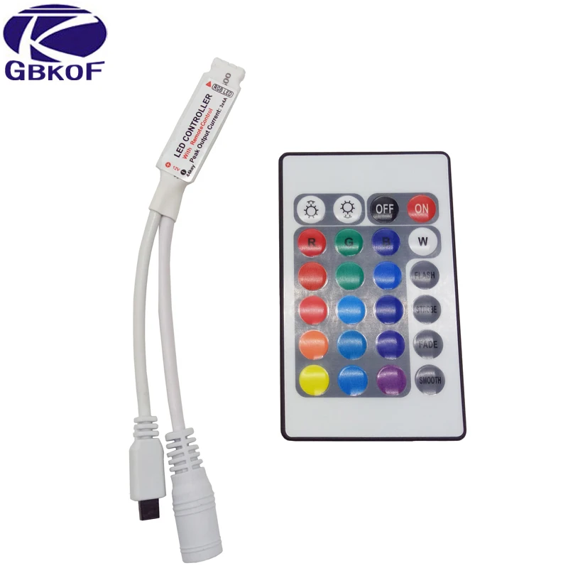 Tiras de Led m/roll levou strip, dc12v, controlador Rgb Controller : 24key ir Remote Controller