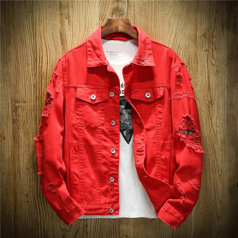 Denim Jacket Men Streetwear Ripped Holes Jeans Jacket Men Autumn Solid Wash Denim Cargo Motorcycle Hip Hop Vintage Jacket Coat Denim Jacket Men Streetwear Ripped Holes Jeans Jacket Men Autumn Solid Wash Denim Cargo Motorcycle Hip Hop Vintage Jacket Coat