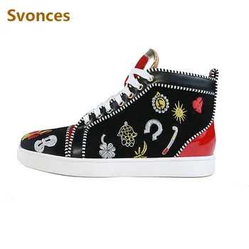 

2018 New Arrivals Fashion Mens Shoes Patchwork Animal Prints Casual Shoes Flats Lace-up Shoes Unisex Zapatillas Hombre Plus Size