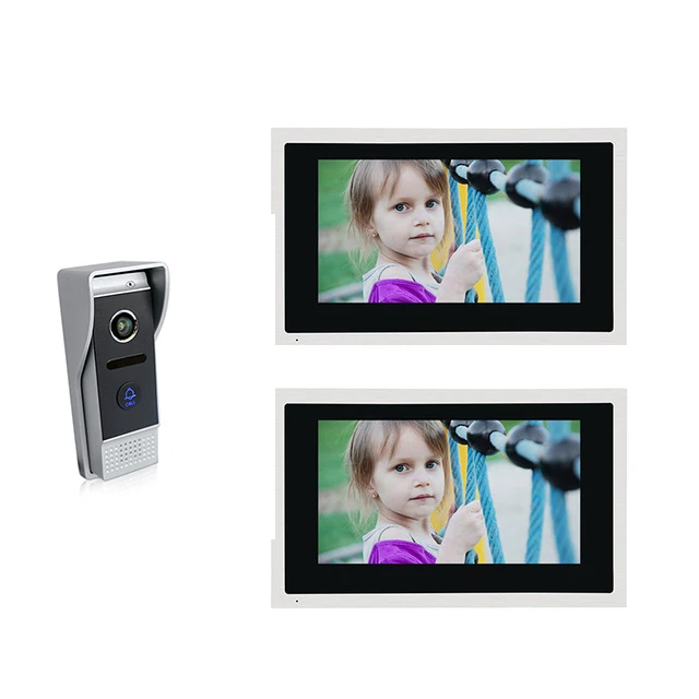 buy 10.1 inch WIFI IP Video Door Phone Intercom System Access Control System with 2pcs Monitor and 1pc Camera