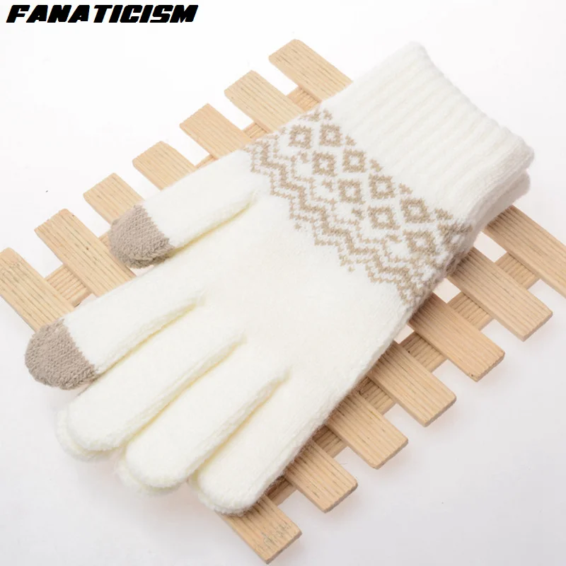 Fanaticism плотный Кашемир Сенсорный экран перчатки для женщин и мужчин зимние вязаные варежки сенсорные перчатки для ipad игровой фиксатор