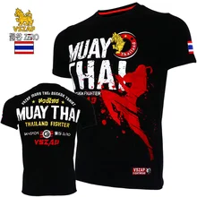 VSZAP/Трикотажная футболка с короткими рукавами, боевая одежда, муай тай, ММА, хлопковые футболки для кикбоксинга